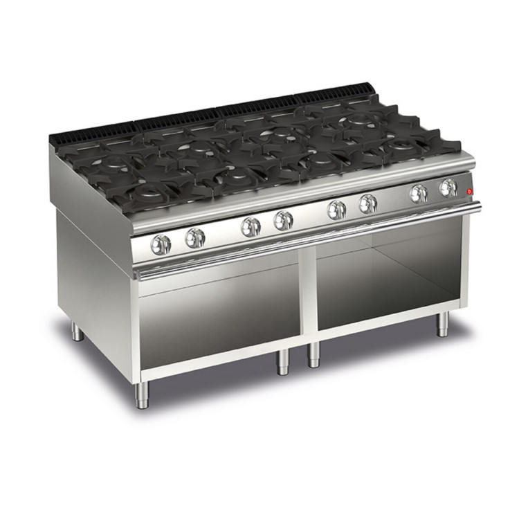 CUISINIÈRE À GAZ À 8 FEUX DANS LE COMPARTIMENT OUVERT