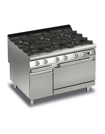 COCINA DE GAS DE 6 FUEGOS SOBRE HORNO DE GAS Y MUEBLE NEUTRO 46,9 KW