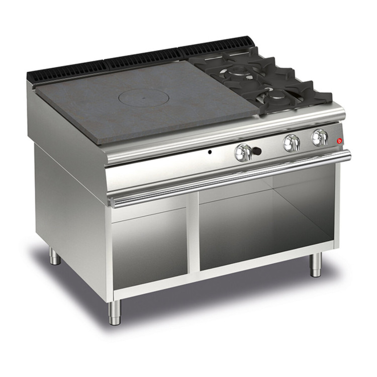 GAS SOLID TOP WITH 2 BURNERS ON THE RIGHT ON OPEN BASE