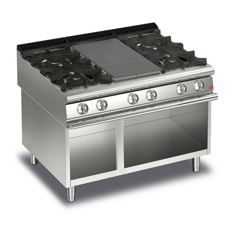 GAS SOLID TOP WITH 4 BURNERS SX/DX ON OPEN BASE