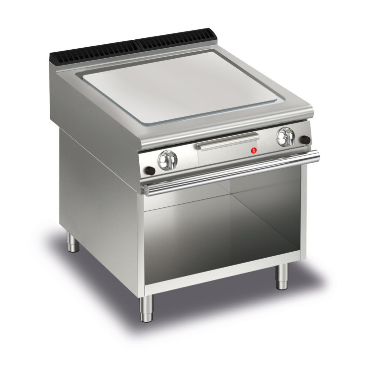 FRY TOP S GAS M80 AISI plate - smooth - on compartment