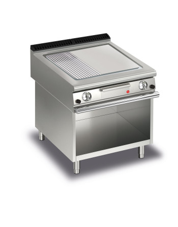 FRY TOP S GAS M80 AISI Plate - 1/3 RIBBED - thermostat - on open cabinet