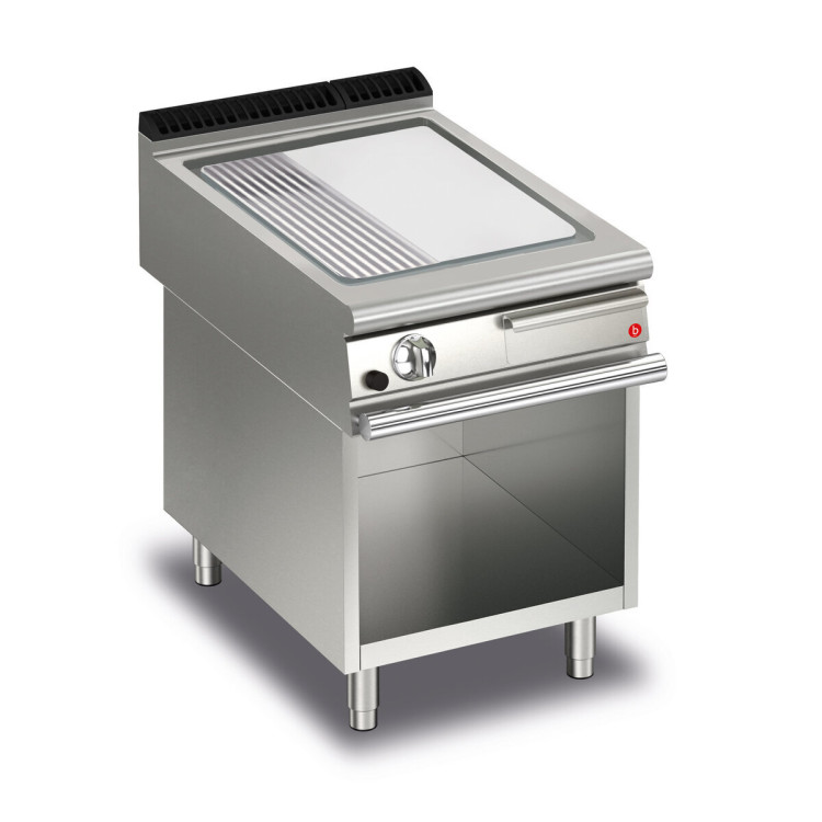FRY TOP S GAS M60 AISI Platte - 1/3 GERILLT - Im Fach