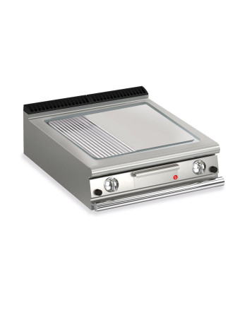 FRY TOP S GAS M80 Chrome Plate - 1/3 RIBBED - Top  Version - Thermostat