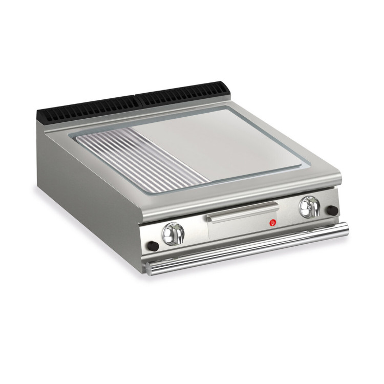 FRY TOP S GAS M80 Chrome Plate - 1/3 RIBBED - Top  Version - Thermostat