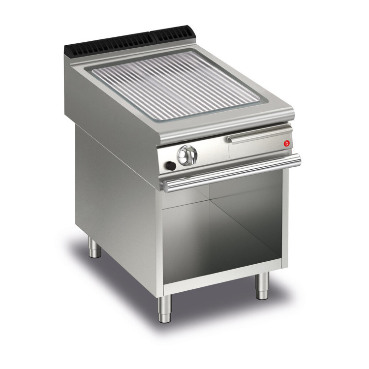 FRY TOP S GAS M60 Chrome Plate - RIBBED - thermostat - on open cabinet