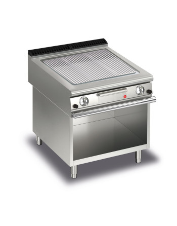 FRY TOP S GAS M80 Iron Plate - RIBBED - On cabinet