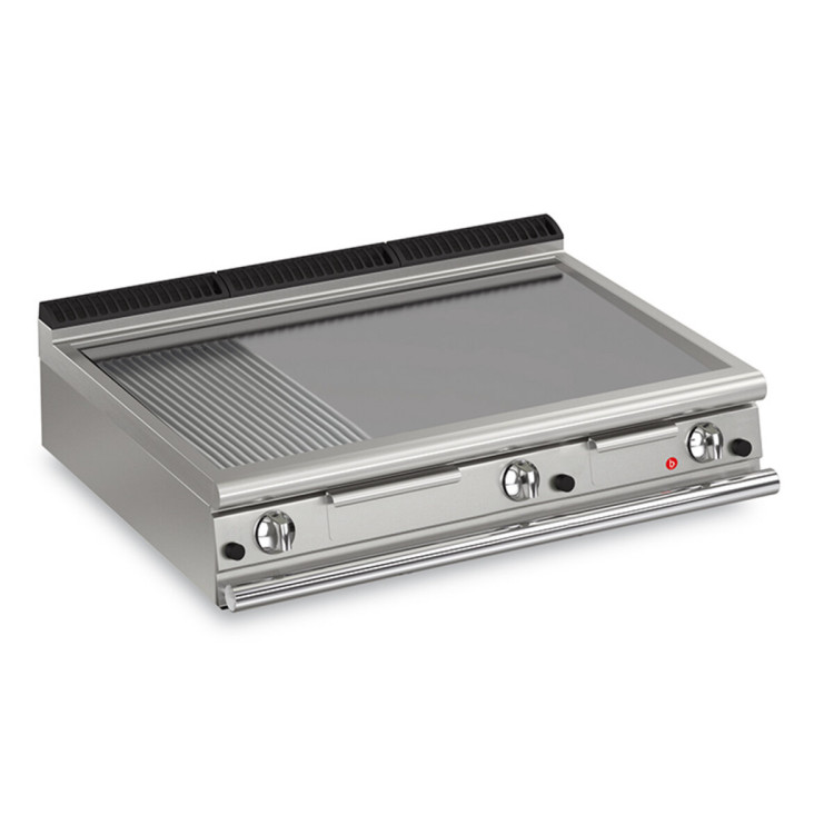 GAS-GRILLPLATTEN - PLATTE 2/3 GLATT - 1/3 GERILLT MIT THERMOSTAT
