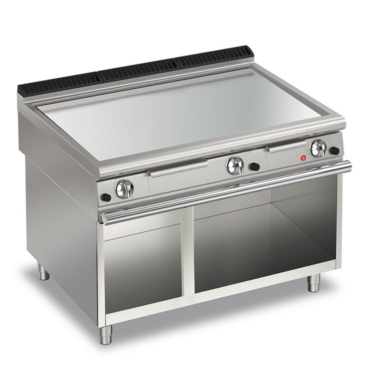 GAS FRY TOP SMOOTH PLATE AISI 430 ON OPEN ON OPEN CABINET - THERMOSTATED