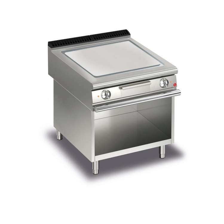FRY TOP S Electric M80 AISI Plate - RIBBED - thermostat - on open cabinet