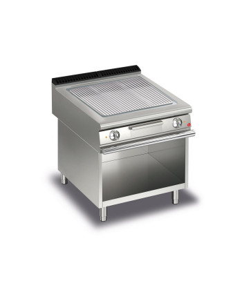 FRY TOP S Elettrico M80 Piastra Cromata - Rigato - Su vano Termostatato