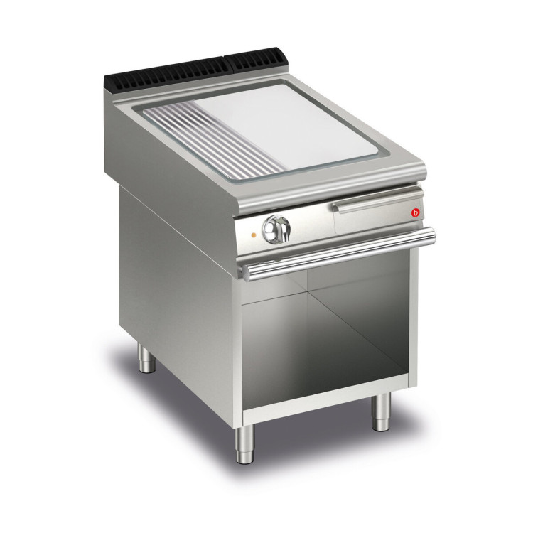 FRY TOP S électrique M60 plaque FER - 1/3 Nervurèe - SUR PLACARD - thermostaté