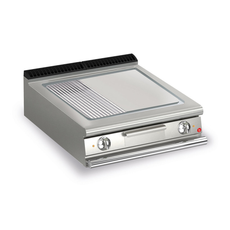 FRY TOP S Elettrico M80 Piastra in Acciaio Dolce - 1/3 Rigato - Versione Top Termostatato