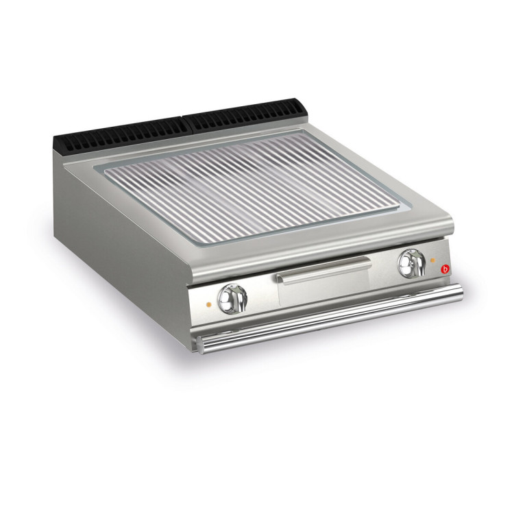 FRY TOP S Electric M80 Eisen platte - GERILLT - Thermostat Top Version