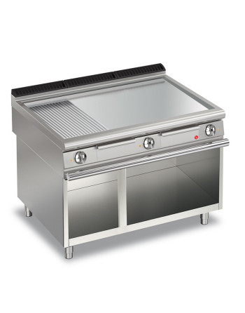 ELEKTROGRILLPLATTEN - CHROMPLATTE 2/3 GLATT - 1/3 GERILLT - AUF UNTERBAU