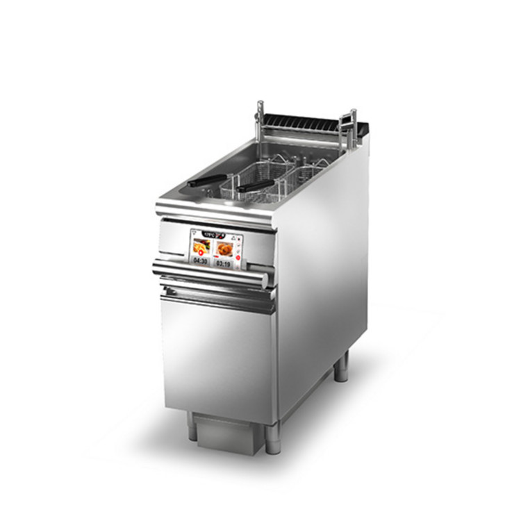 FREIDORA ELÉCTRICA EVO DE 1 CESTA CON CONTROL ELECTRÓNICO 22 LT - Con sistema de filtro de aceite + elevador de cesta