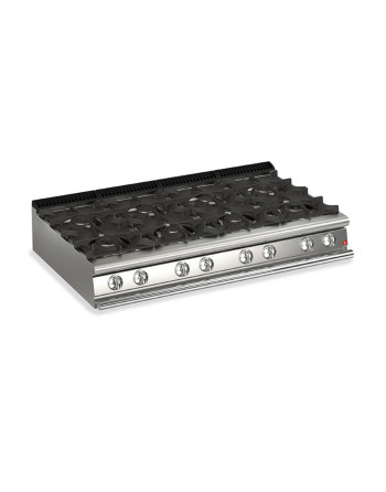 Kuchenka gazowa z 8 palnikami, wersja z blatem – 39,4 kW