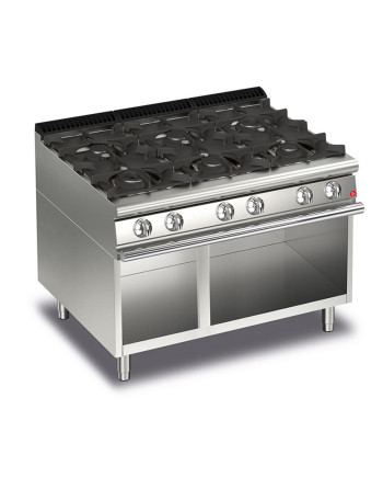 6 FLAMMEN-GASTISCHHERD AUF UNTERBAU - 30,2KW