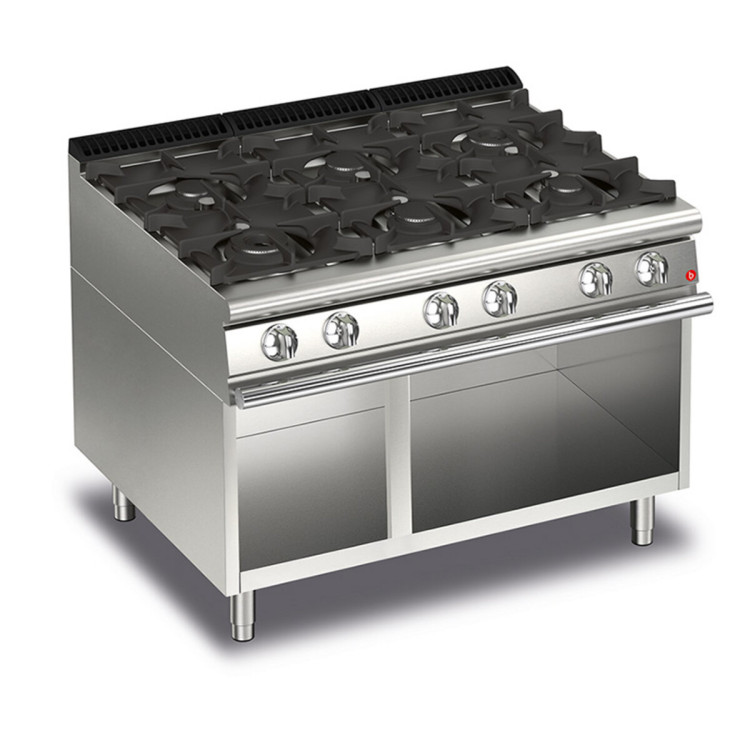 CUISINIÈRE À GAZ À 6 FEUX DANS LE COMPARTIMENT OUVERT