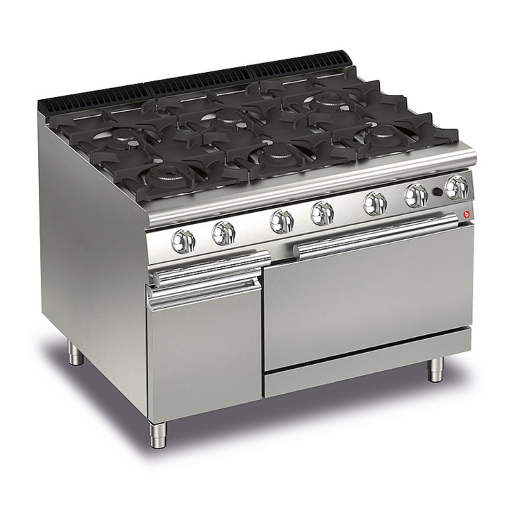CUCINA 6 FUOCHI A GAS SU FORNO A GAS E ARMADIO NEUTRO - 34,1 KW