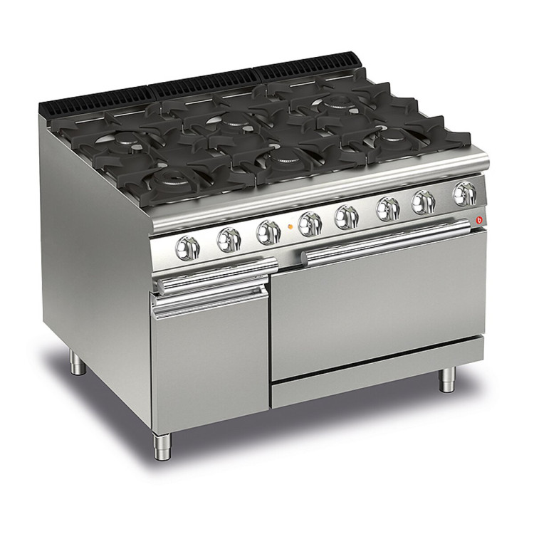 6-BURNER GAS COOKER WITH ELECTRIC OVEN AND NEUTRAL CABINET - 27.6 KW