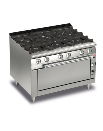 CUCINA 6 FUOCHI A GAS SU FORNO LARGO A GAS