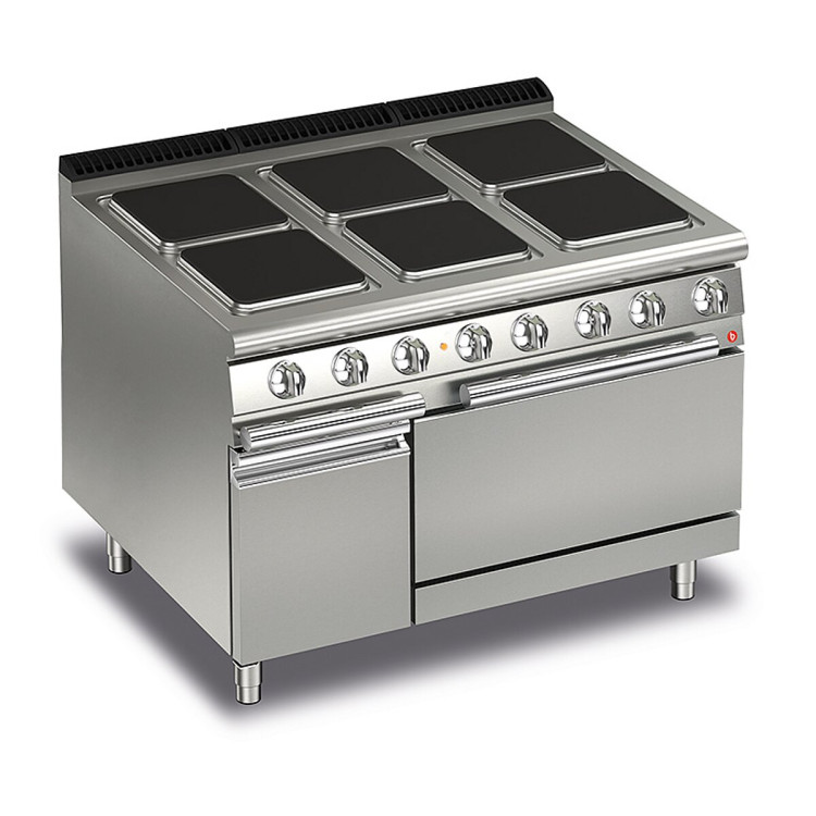 KITCHEN 6 ELECTRIC SQUARE PLATES ON ELECTRIC OVEN AND NEUTRAL CABINET