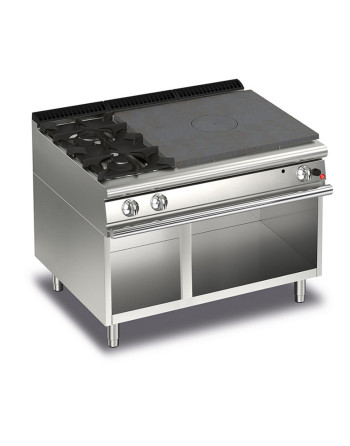 PLAQUE DE CUISSON TOUT GAZ AVEC 2 BRÛLEURS À GAUCHE SUR LE COMPARTIMENT OUVERT
