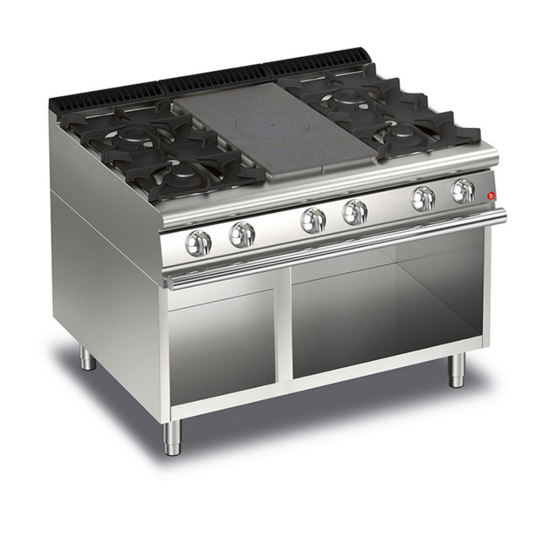 PLAQUE DE CUISSON TOUT GAZ AVEC 4 BRÛLEURS GAUCHE/DROITE SUR LE COMPARTIMENT OUVERT