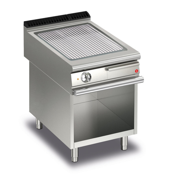FRY TOP S Electric M60 AISI Plate - RIBBED - thermostat - on open cabinet