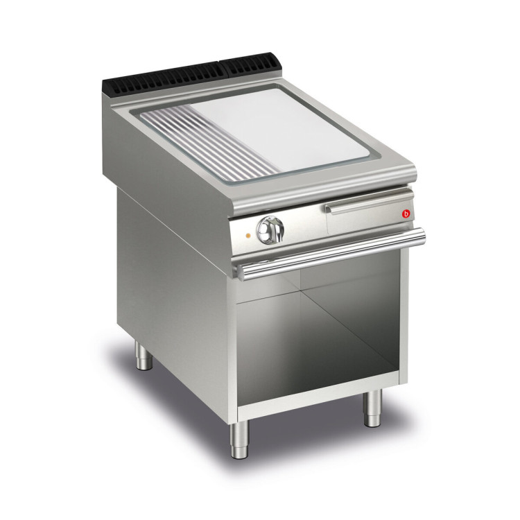 FRY TOP S Electric M60 Iron Plate - 1/3 RIBBED - thermostat - on open cabinet