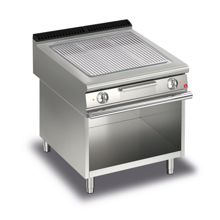 FRY TOP S électrique M80 plaque FER - Nervurèe - SUR PLACARD - thermostaté