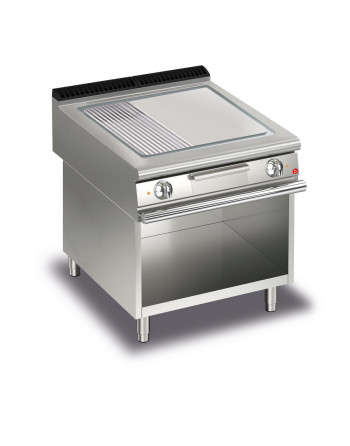 FRY TOP S électrique M80 plaque AISI - 1/3 Nervurèe - SUR PLACARD - thermostaté