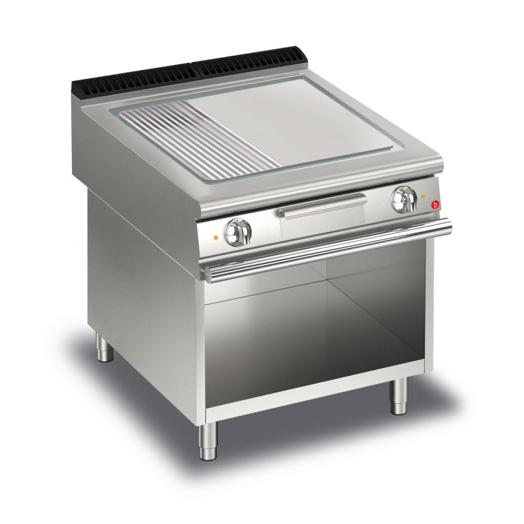 FRY TOP S électrique M80 plaque FER - 1/3 Nervurèe - SUR PLACARD - thermostaté