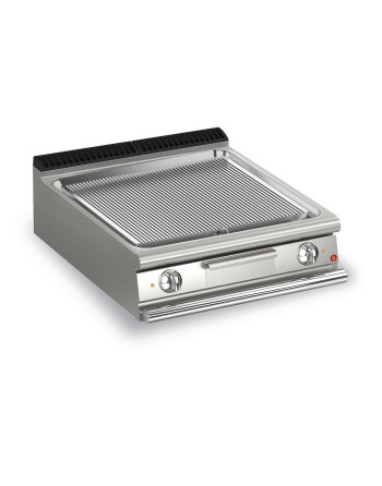 FRY TOP S Electric M80 Chrome Plate - RIBBED - Thermostat Top Version
