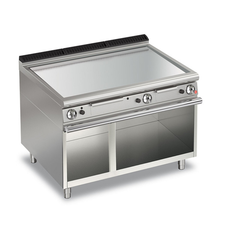 GAS FRY TOP SMOOTH PLATE AISI 430 ON OPEN ON OPEN CABINET - THERMOSTATED