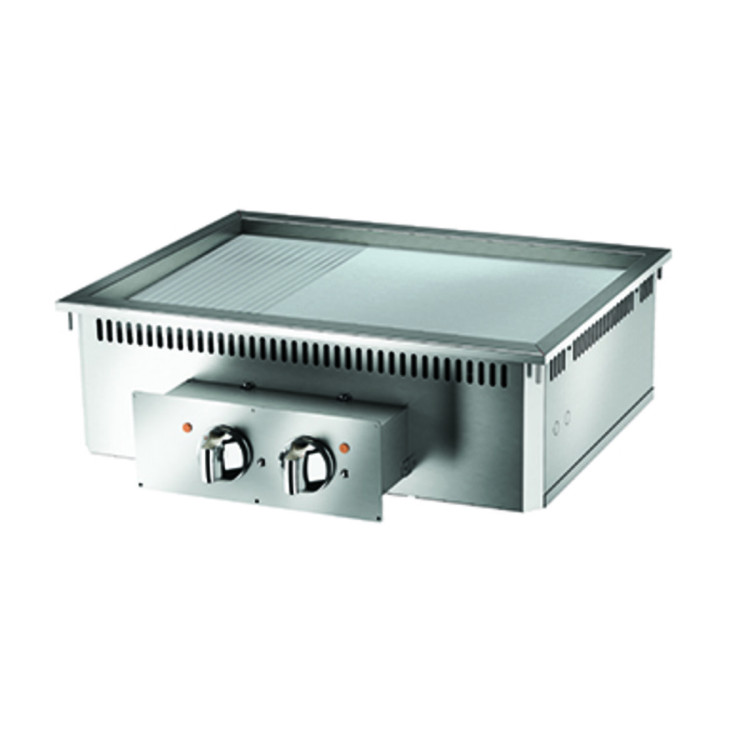 FRY TOP ELETTRICO PIASTRA 1/3 RIGATA CROMATA