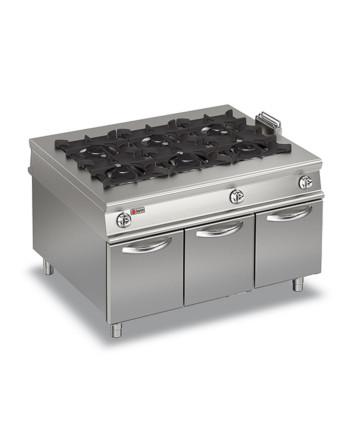 6-BURNER PASS-THROUGH COOKER - ON CABINET WITH DOORS