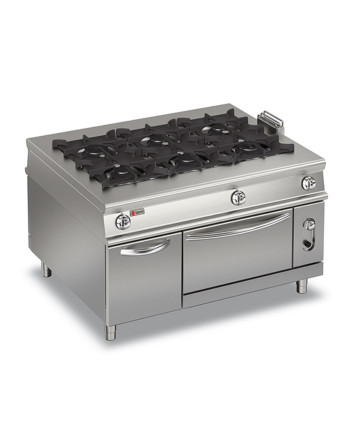 6-BURNER PASS-THROUGH COOKER - ON ELECTRIC OVEN