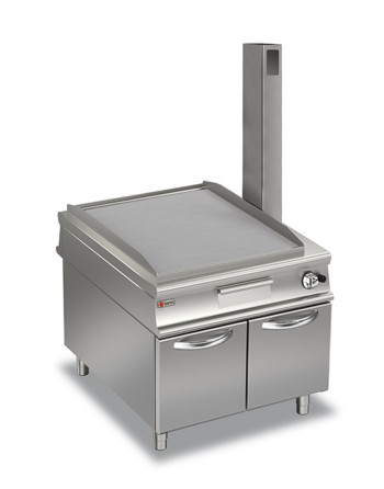 GAS-GRILLPLATTEN - GLATTE PLATTE MIT THERMOSTAT AUF UNTERBAU MIT TÜREN