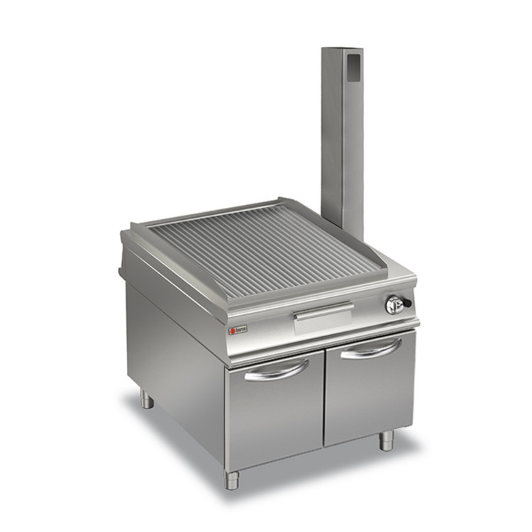 THROUGH-THE-GAS STRIPED PLATE FRY-TOP - ON CABINET WITH DOORS