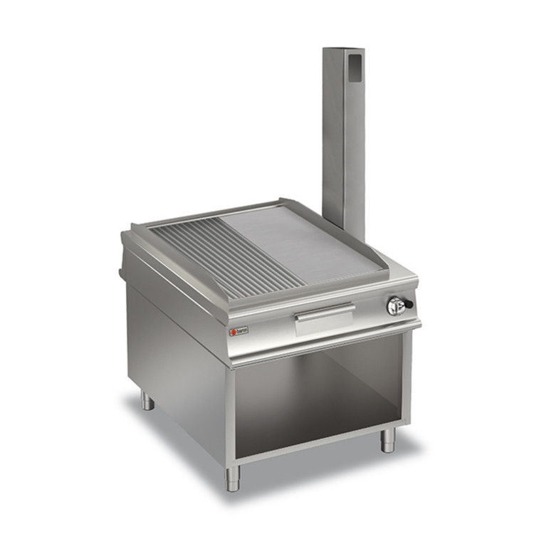 GAS-GRILLPLATTEN - PLATTE 2/3 GLATT - 1/3 GERILLT MIT THERMOSTAT AUF UNTERBAU