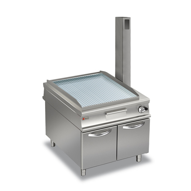 PASS-THROUGH GAS FRY-TOP CHROME RIBBED PLATE - ON CABINET WITH DOORS