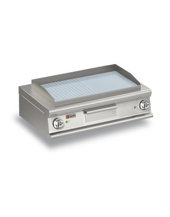 ELECTRIC FRY-TOP PLATE 1/2 SMOOTH 1/2 RIBBED CHROME - TOP VERSION
