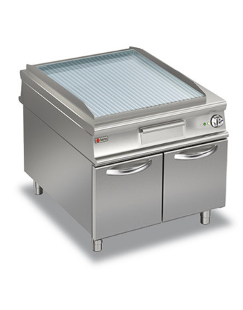 FRY-TOP PASSANTE ELETTRICO PIASTRA RIGATA CROMATA - SU VANO CON PORTE