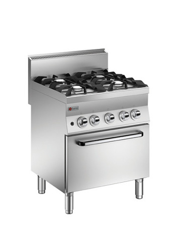 CUISINIÈRE À GAZ 4 FEUX SUR FOUR ÉLECTRIQUE VENTILÉ - 19,1 KW
