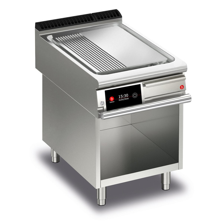 FRY TOP S Elettrico M60 Piastra Cromata - 1/3 Rigato - Su vano Termostatato
