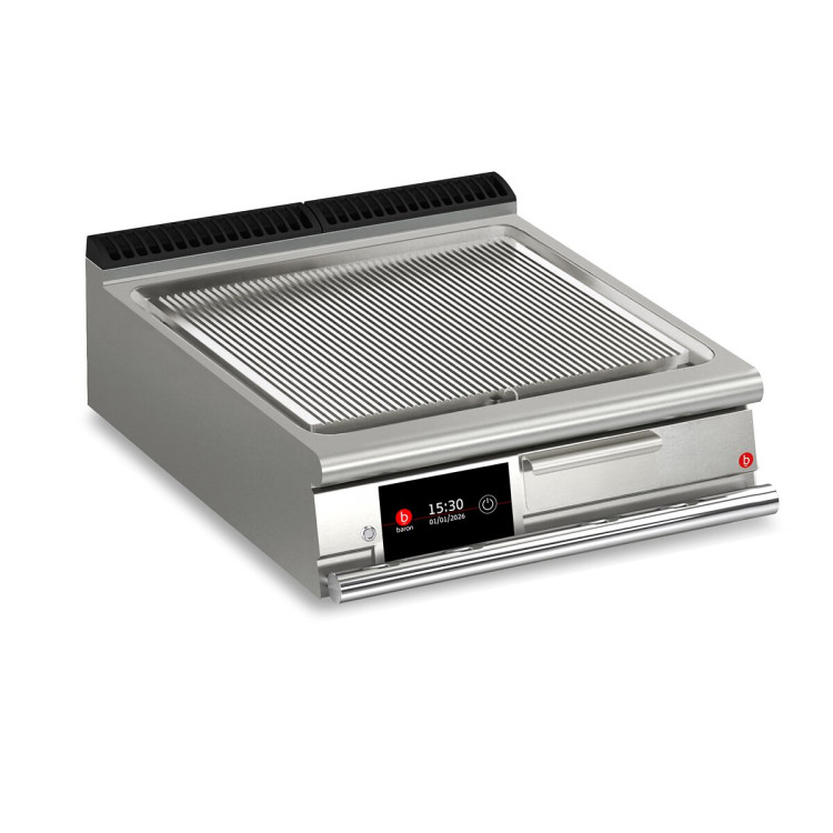 FRY TOP S électrique M80 plaque Chromée - Nervurèe - Version Top - thermostaté