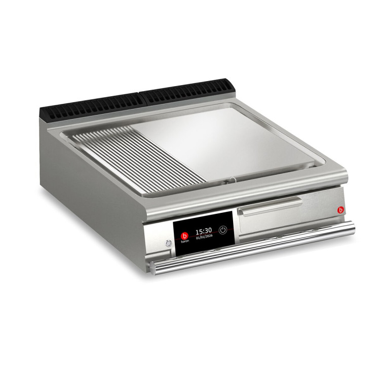 FRY TOP S Electric M80 AISI Platte - 1/3 GERILLT - Top Version Thermostat