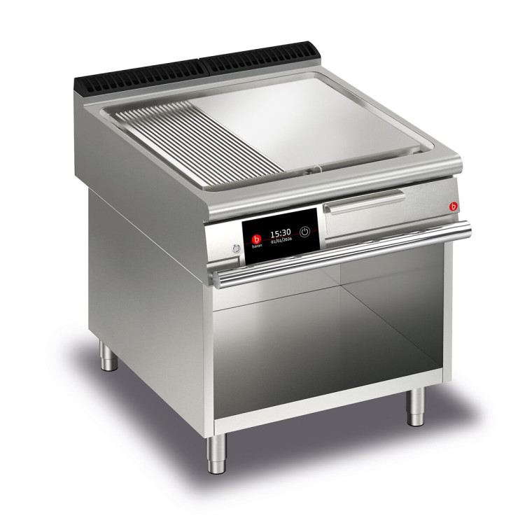 FRY TOP S Electric M80 Chromplatte - 1/3 GERILLT - Auf Thermostatfach